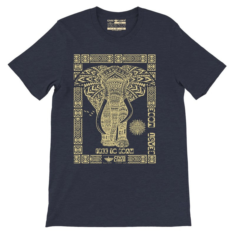 African Elephant Premium Short Sleeve Ethnic T‑Shirt-Gold Label
