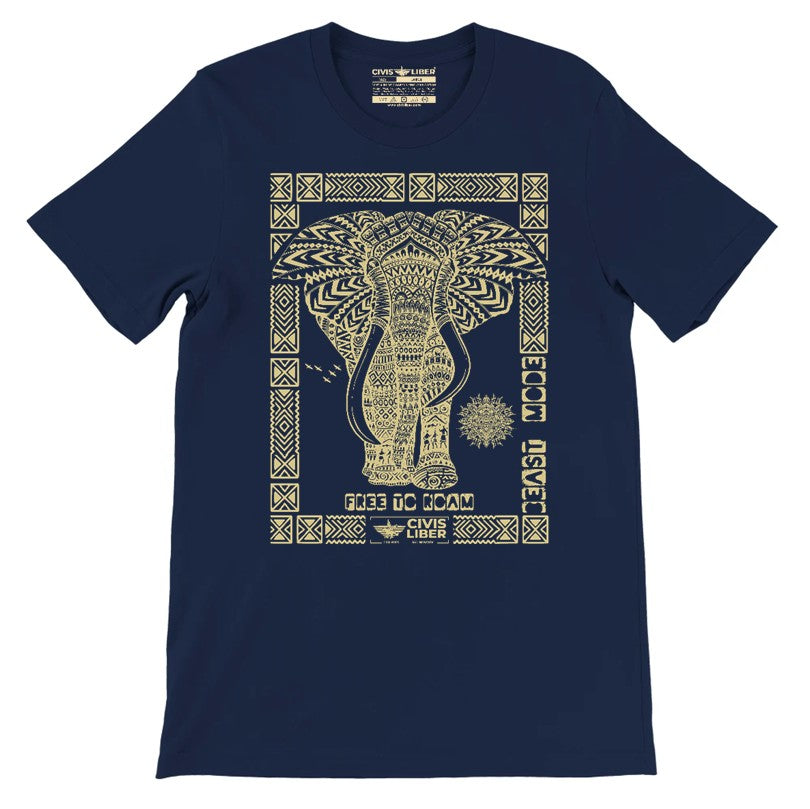 African Elephant Premium Short Sleeve Ethnic T‑Shirt-Gold Label
