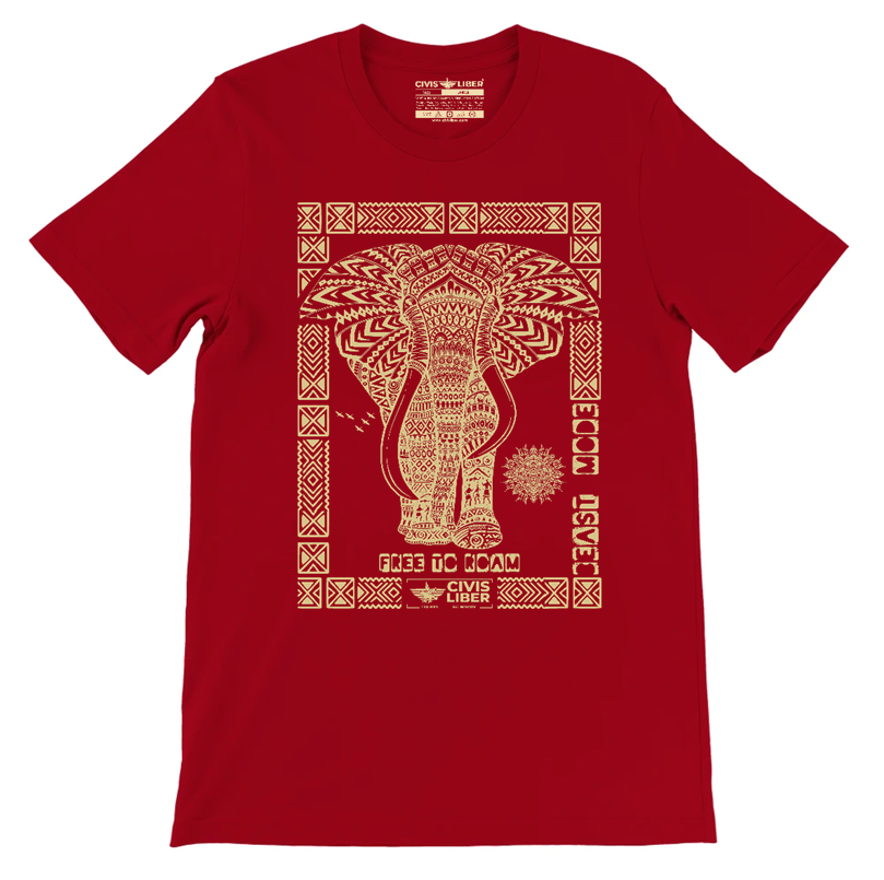 African Elephant Premium Short Sleeve Ethnic T‑Shirt-Gold Label