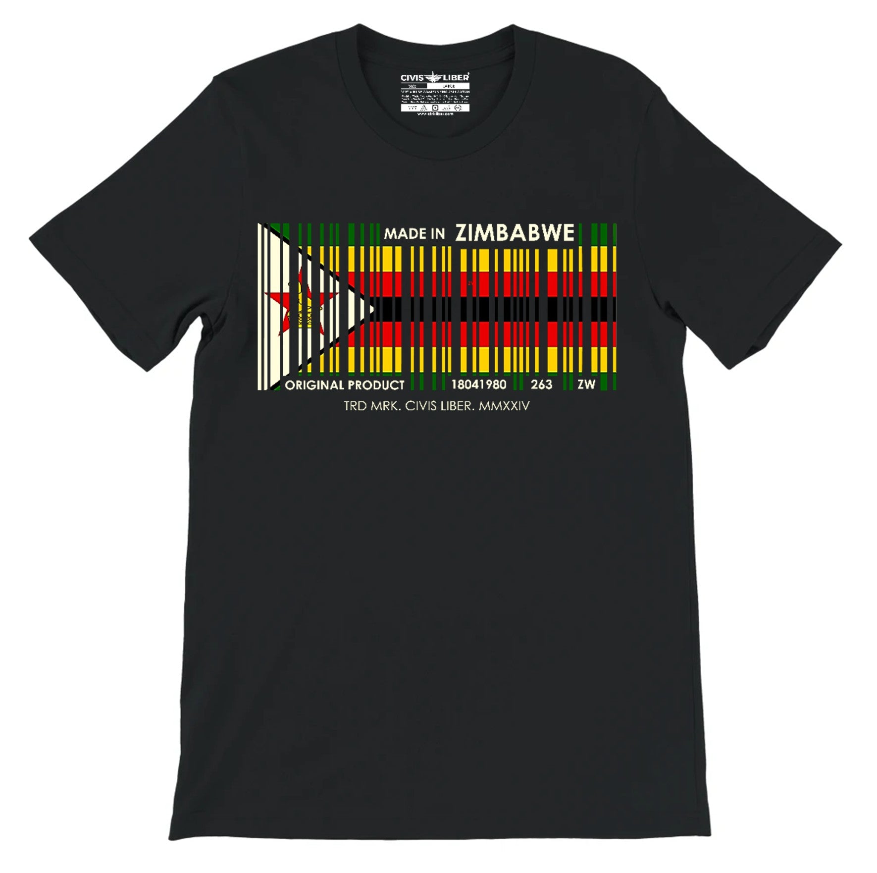 Made in Zimbabwe Flag Barcode Premium Short Sleeve T-Shirt