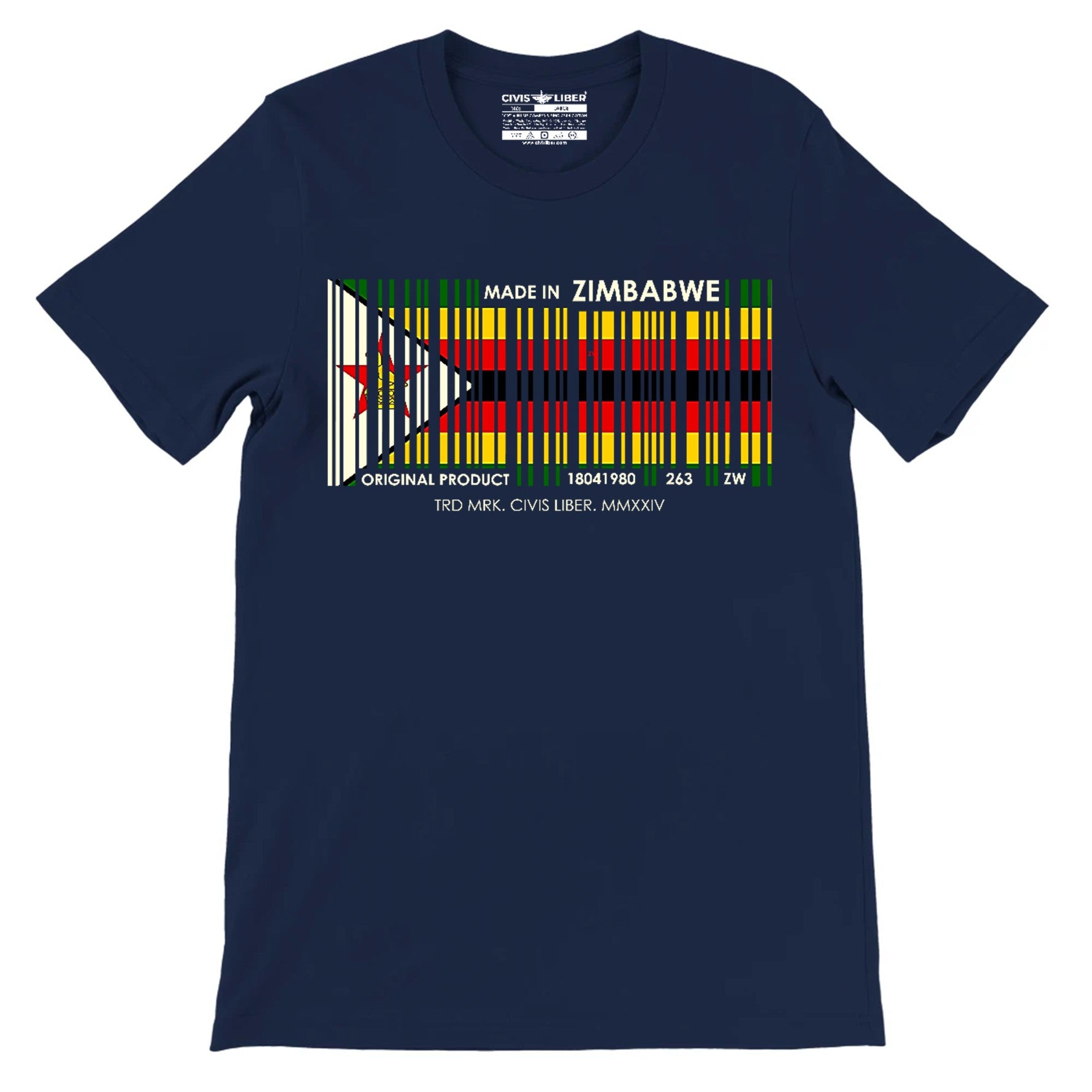 Made in Zimbabwe Flag Barcode Premium Short Sleeve T-Shirt