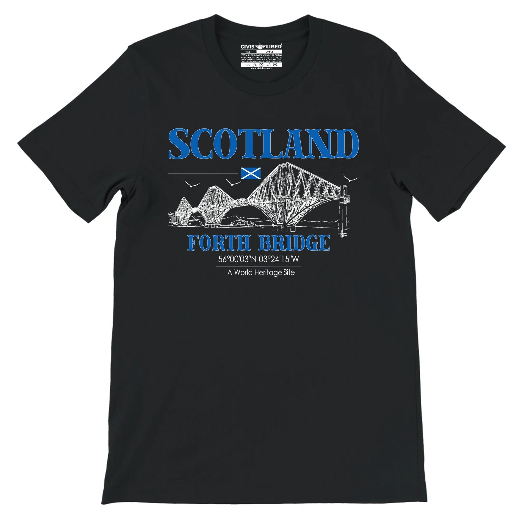 Forth Bridge Scotland Premium Short Sleeve T-Shirt - Heritage Line Design