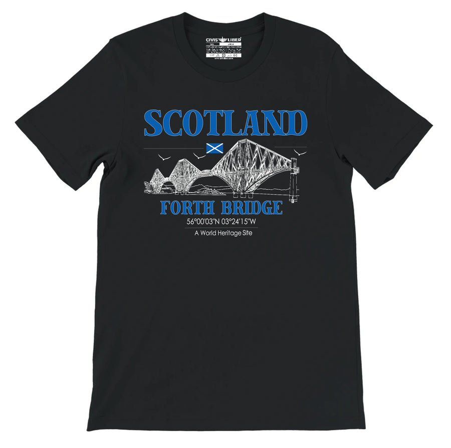 Forth Bridge Scotland Premium Short Sleeve T-Shirt - Heritage Line Design