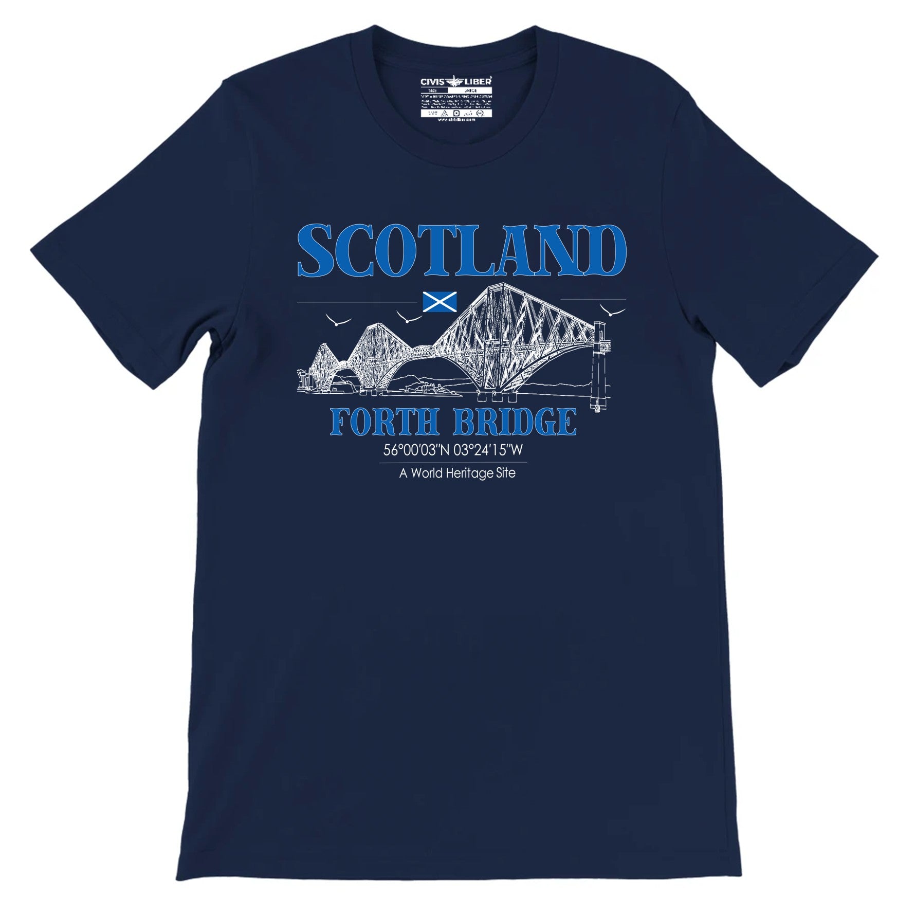 Forth Bridge Scotland Premium Short Sleeve T-Shirt - Heritage Line Design
