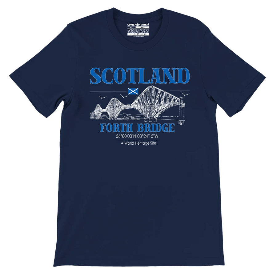Forth Bridge Scotland Premium Short Sleeve T-Shirt - Heritage Line Design