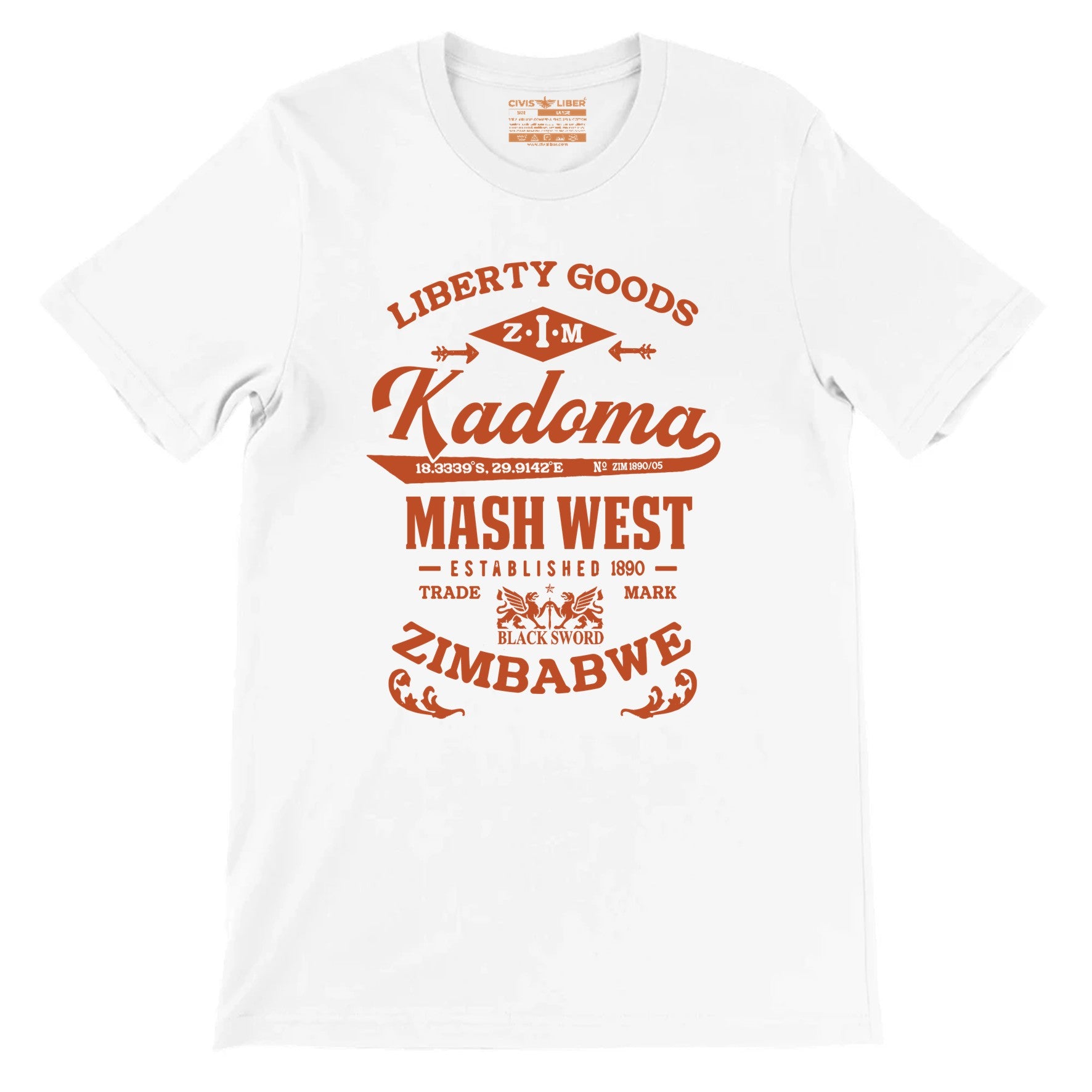 Kadoma Zimbabwe Premium Vintage Design Short Sleeve T-Shirt - White Label
