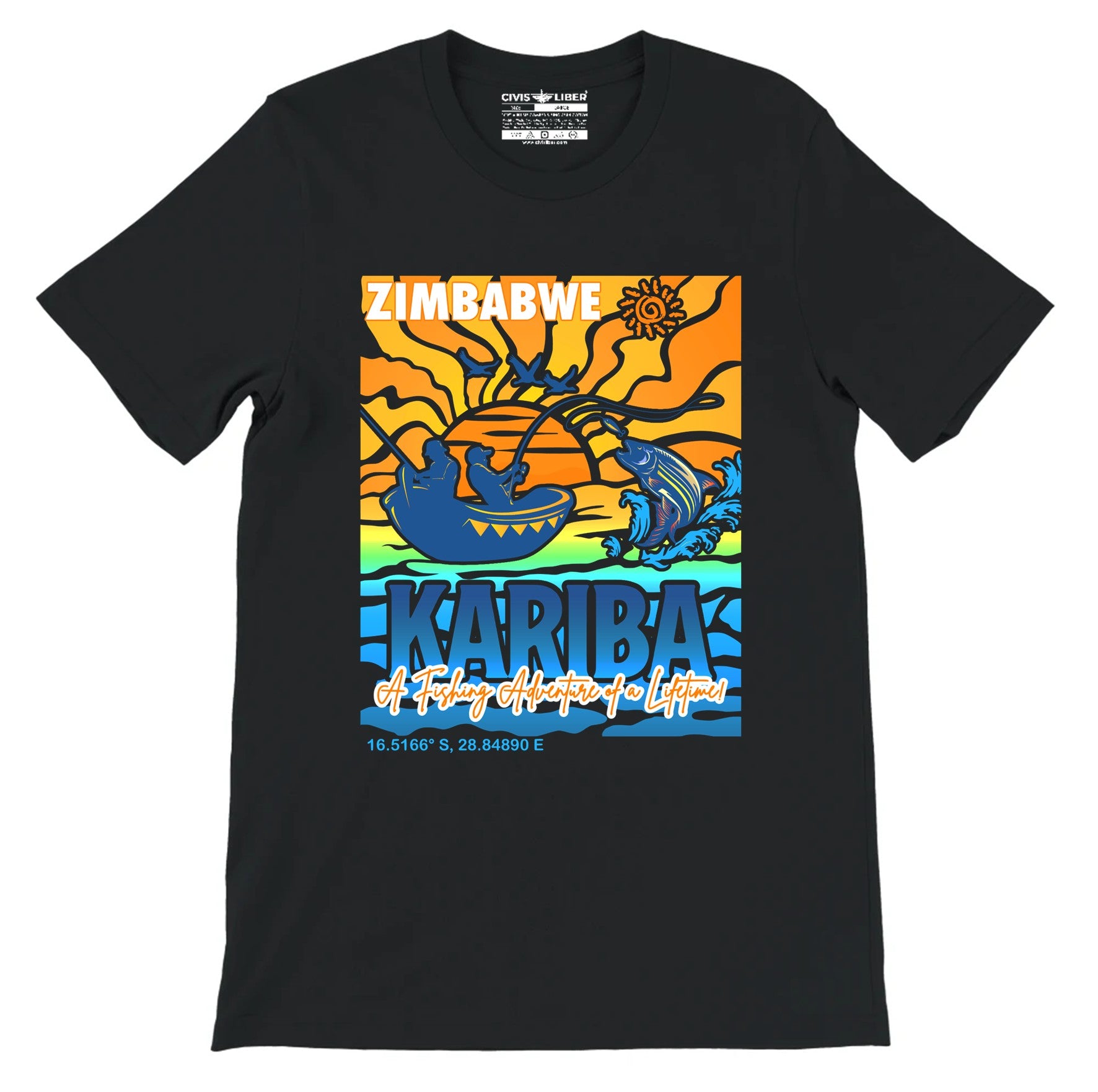 Lake Kariba Zimbabwe Tiger Fishing Premium Short Sleeve Graphic T‑Shirt