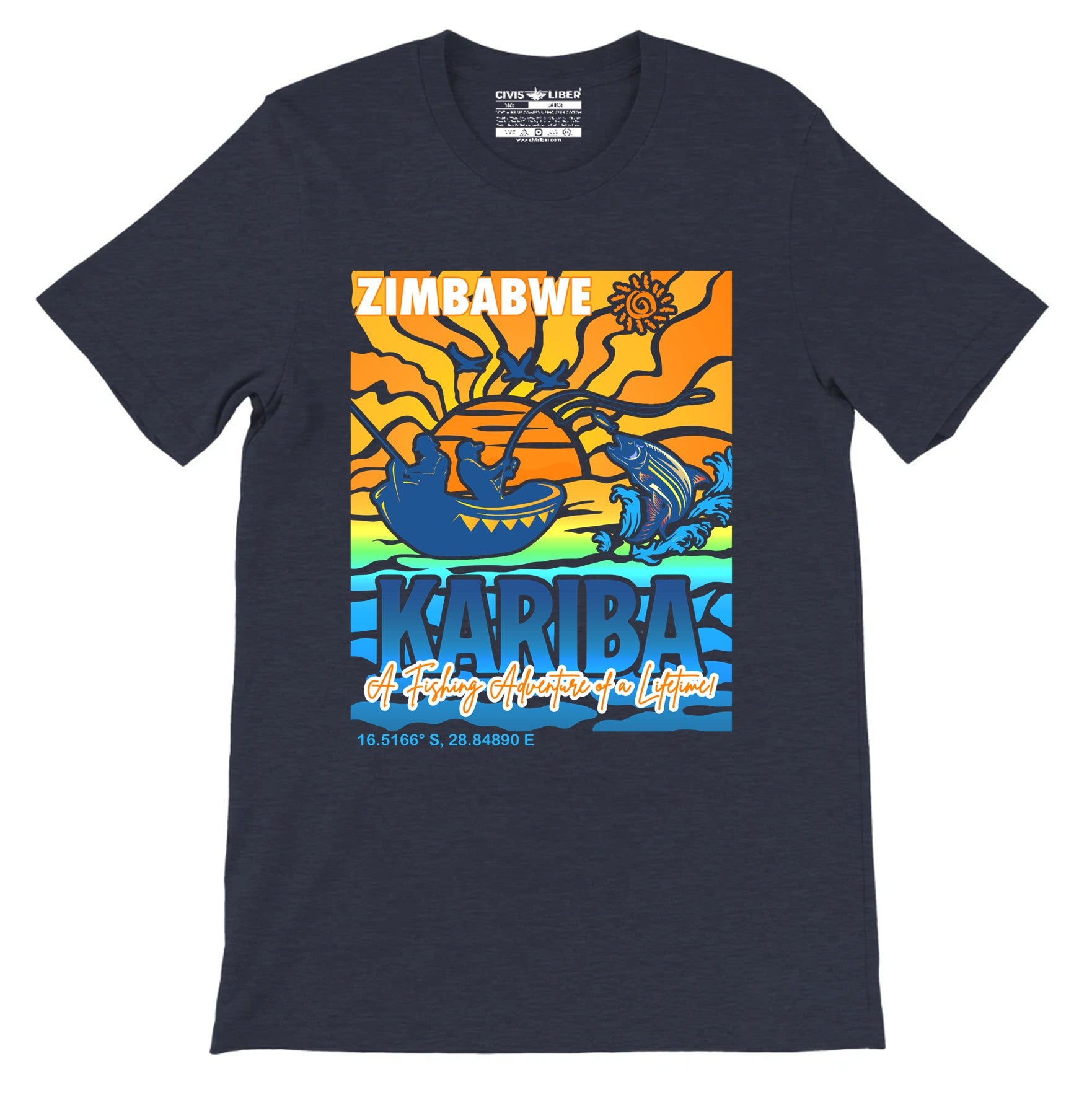 Lake Kariba Zimbabwe Tiger Fishing Premium Short Sleeve Graphic T‑Shirt