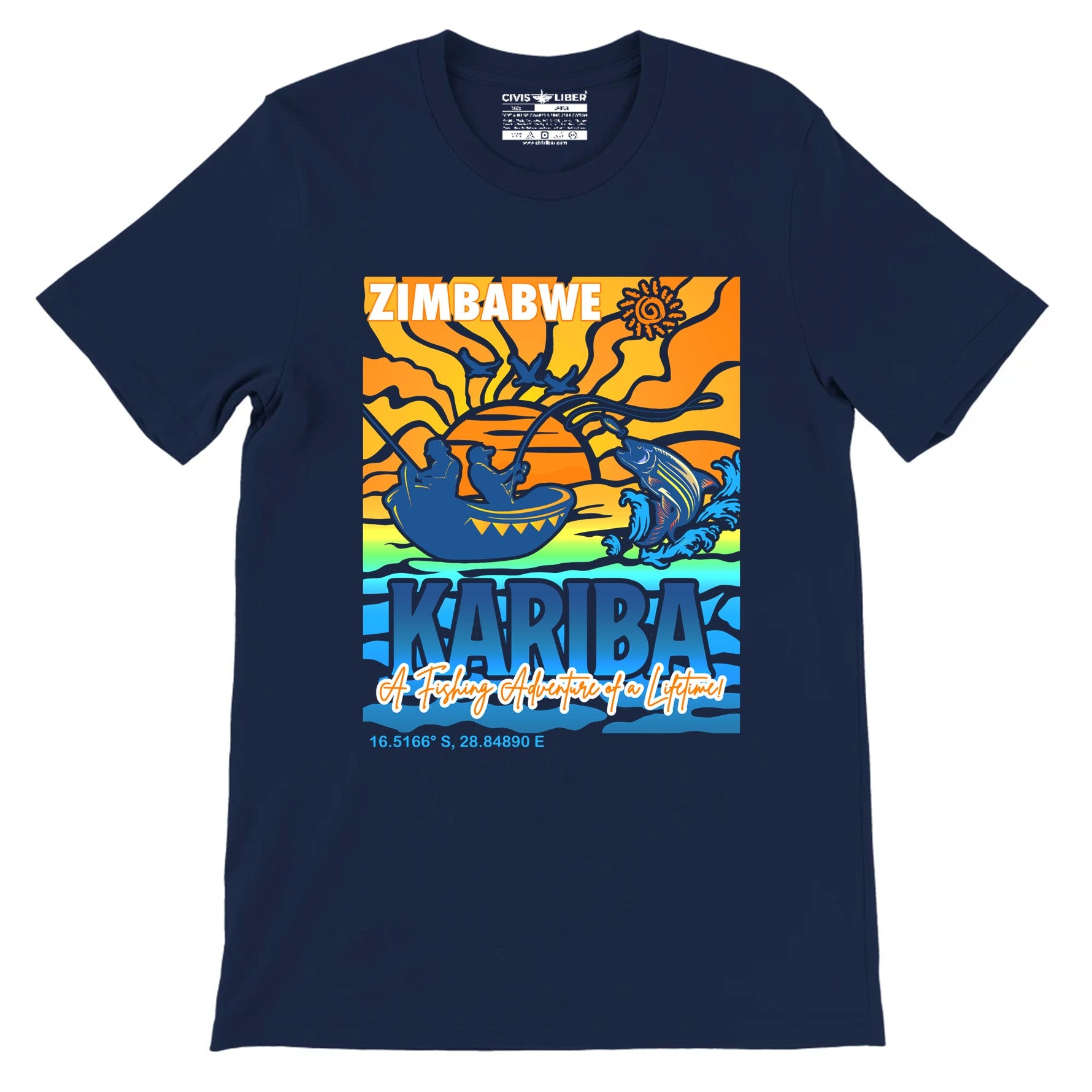 Lake Kariba Zimbabwe Tiger Fishing Premium Short Sleeve Graphic T‑Shirt