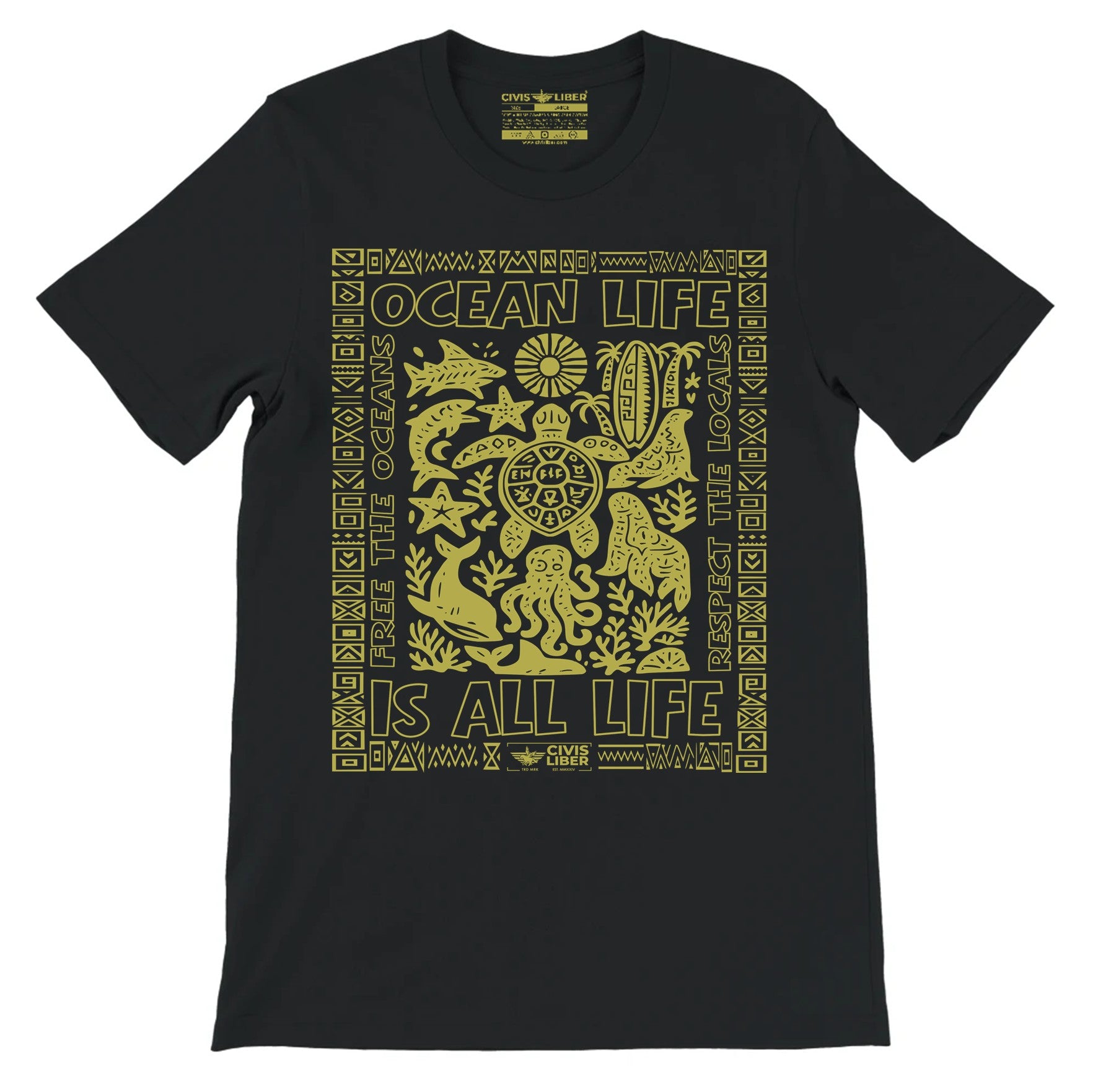 Ocean Life is All Life-Free the Oceans Premium Short Sleeve T‑Shirt