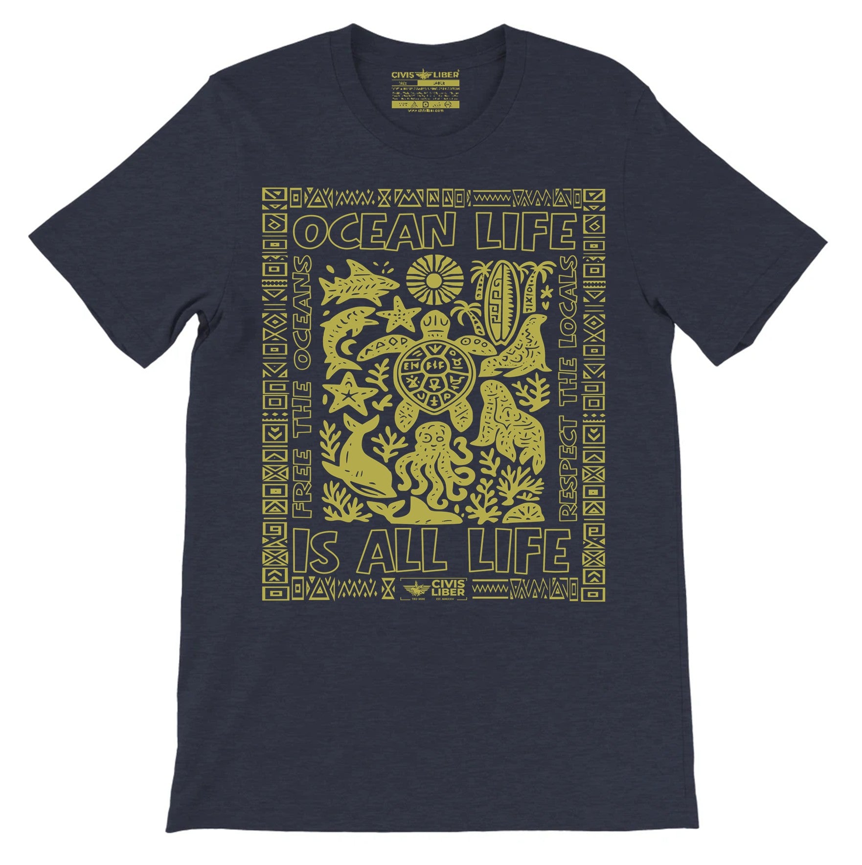 Ocean Life is All Life-Free the Oceans Premium Short Sleeve T‑Shirt