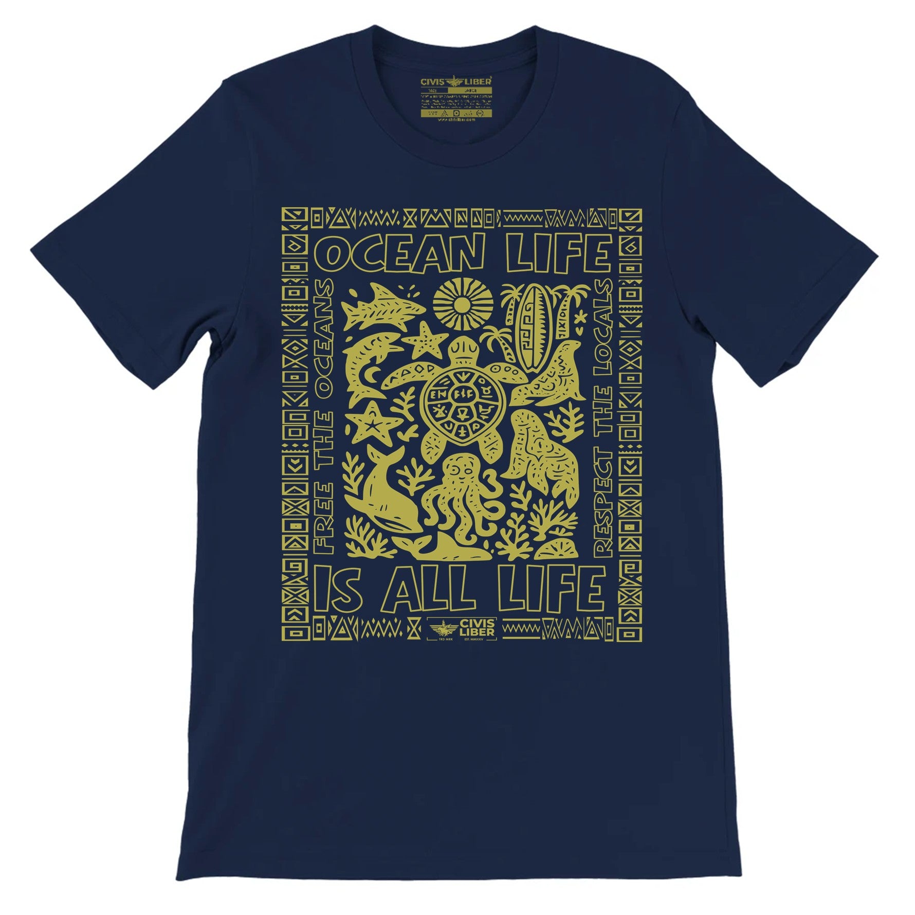 Ocean Life is All Life-Free the Oceans Premium Short Sleeve T‑Shirt