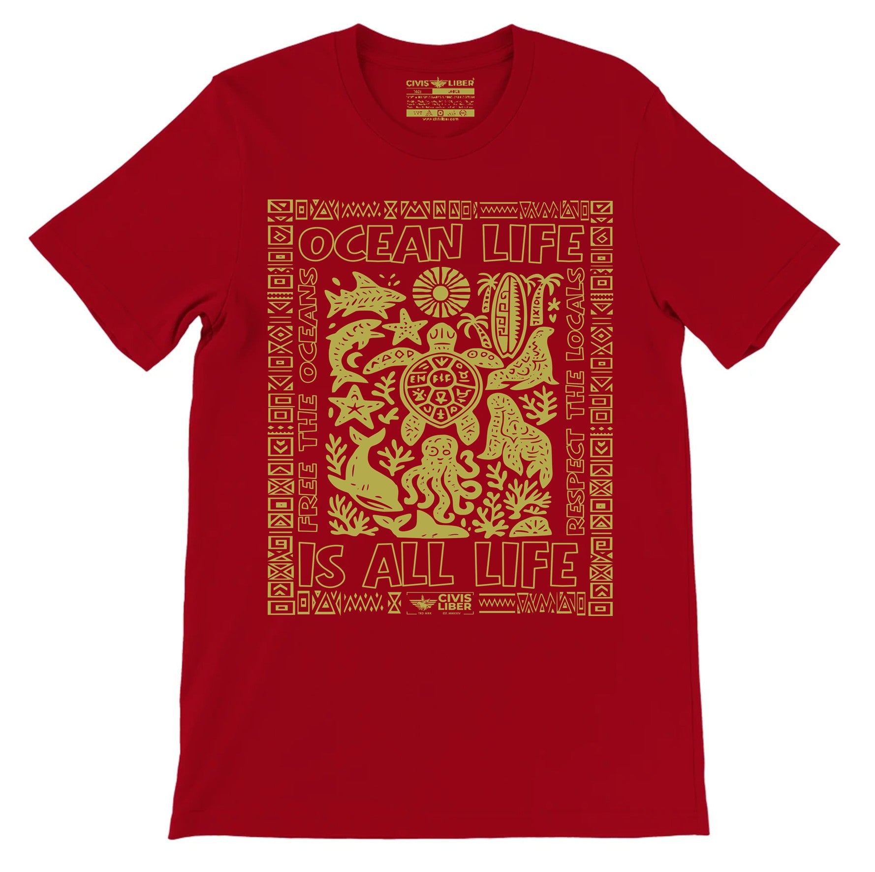 Ocean Life is All Life-Free the Oceans Premium Short Sleeve T‑Shirt