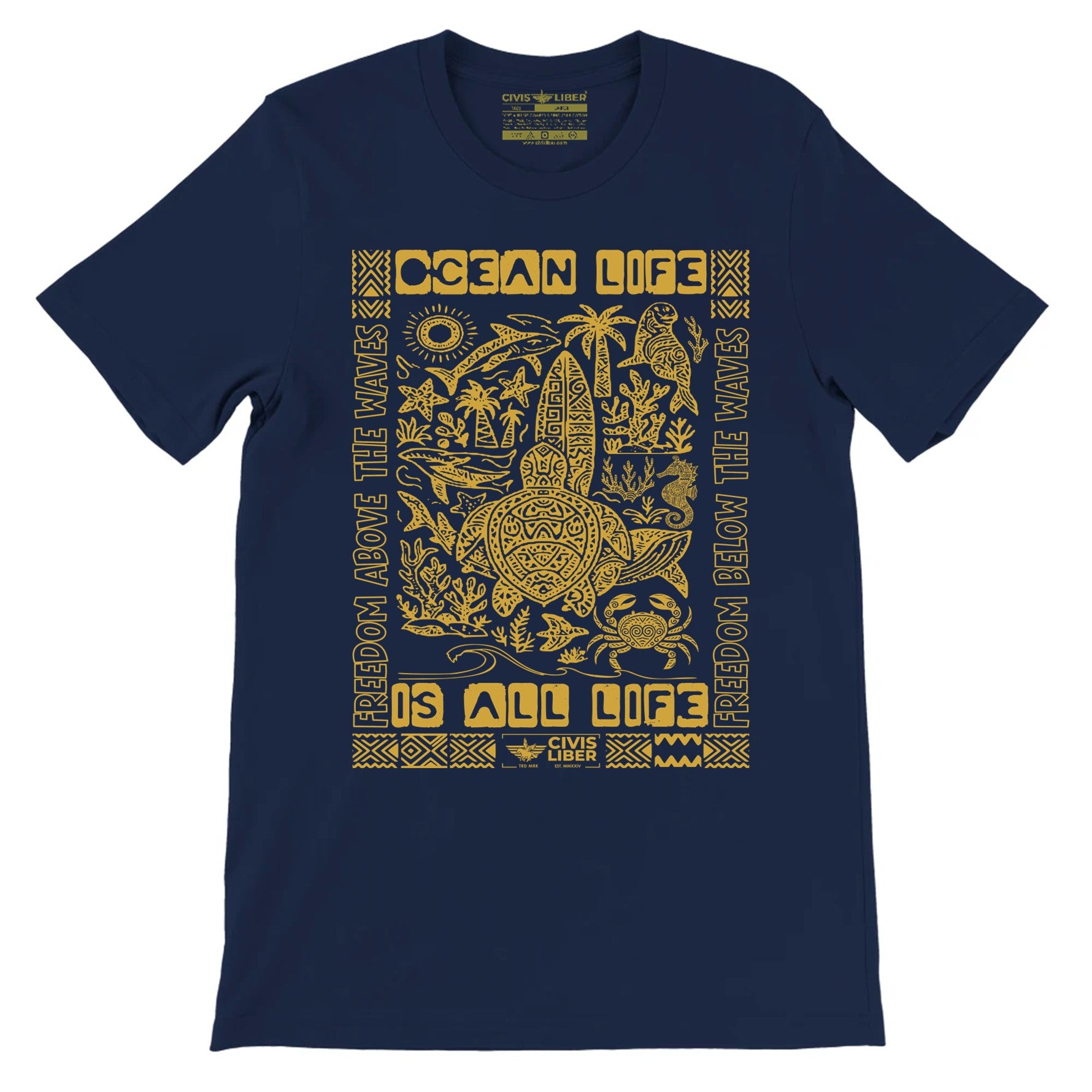 Tropical Ocean & Coastal Life Short Sleeve T‑Shirt