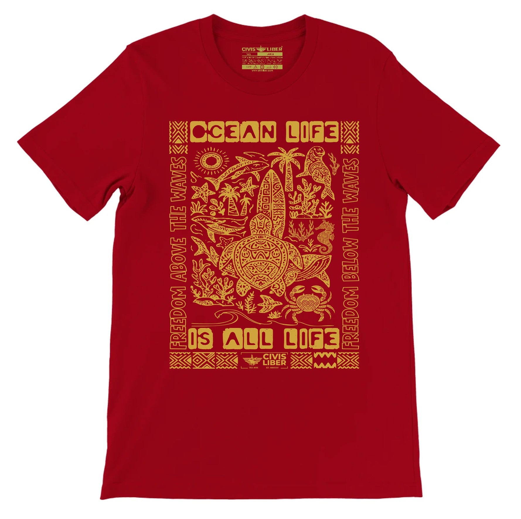 Tropical Ocean & Coastal Life Short Sleeve T‑Shirt