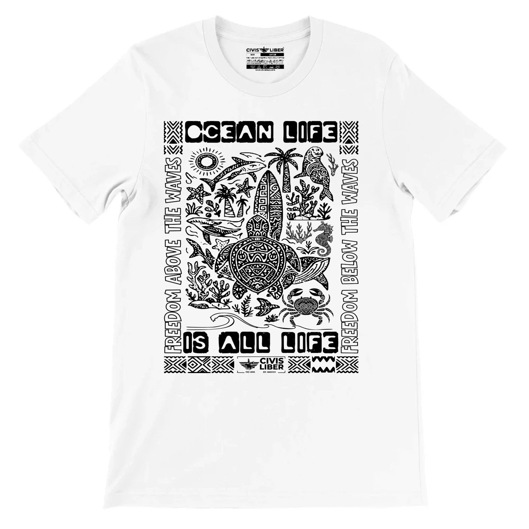 Tropical Ocean & Coastal Life Short Sleeve T‑Shirt