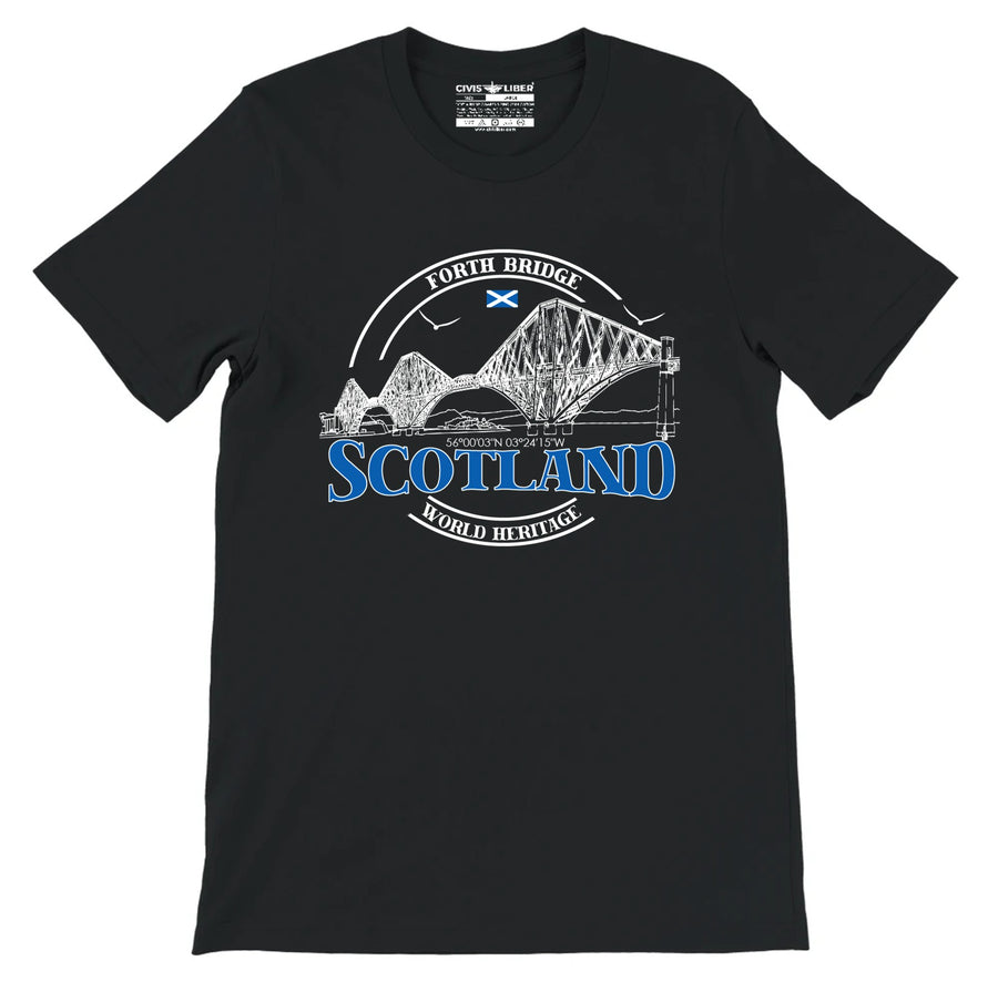 Forth Bridge Scotland Premium Short Sleeve T-Shirt-Circular Design