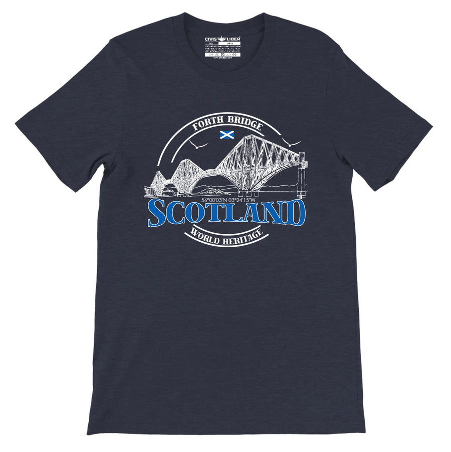 Forth Bridge Scotland Premium Short Sleeve T-Shirt-Circular Design