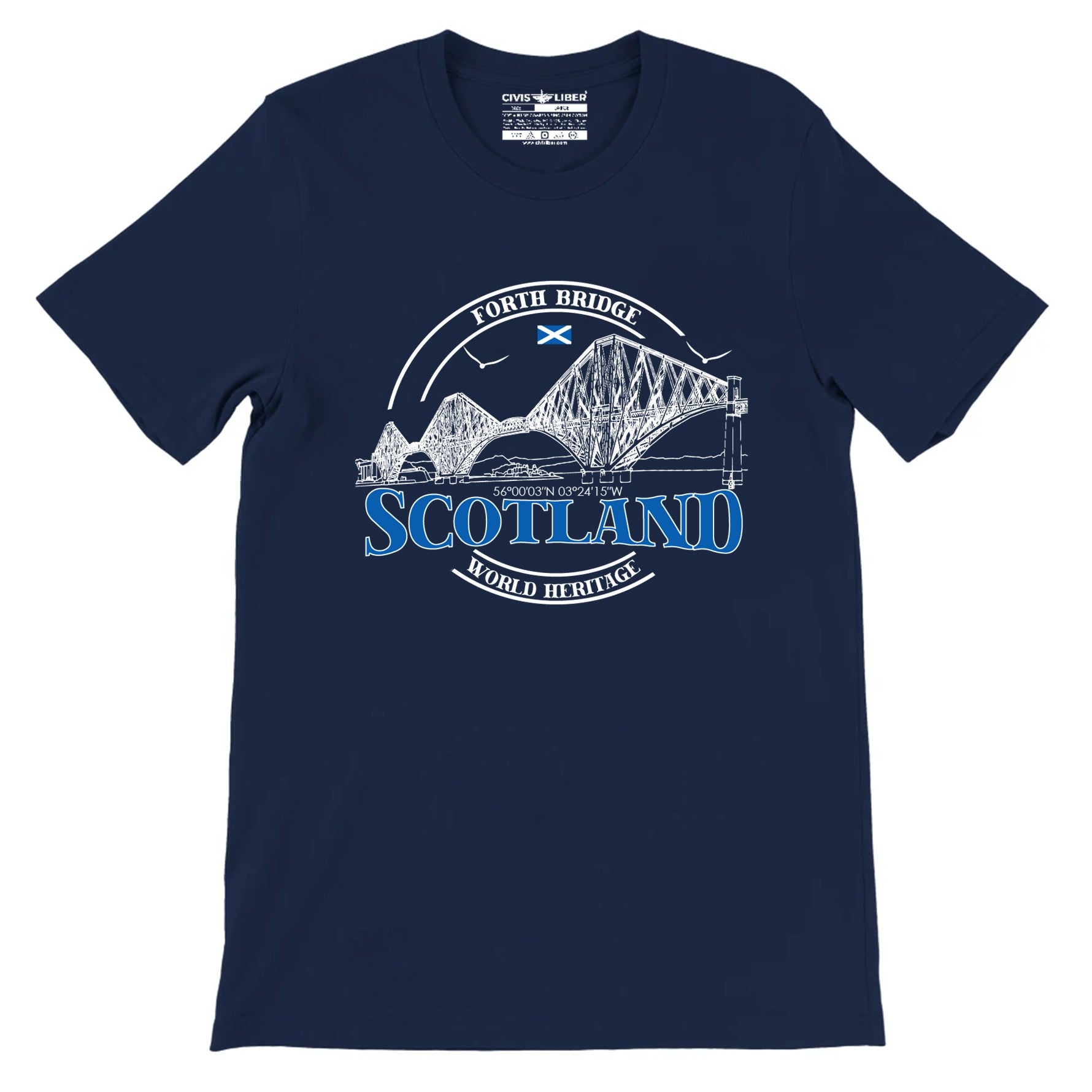 Forth Bridge Scotland Premium Short Sleeve T-Shirt-Circular Design