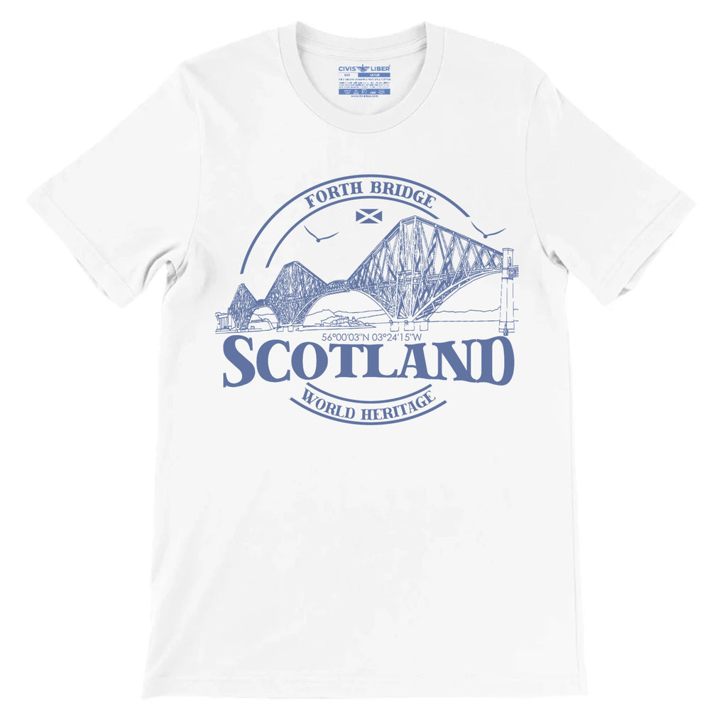 Forth Bridge Scotland Premium Short Sleeve T-Shirt-Circular Design