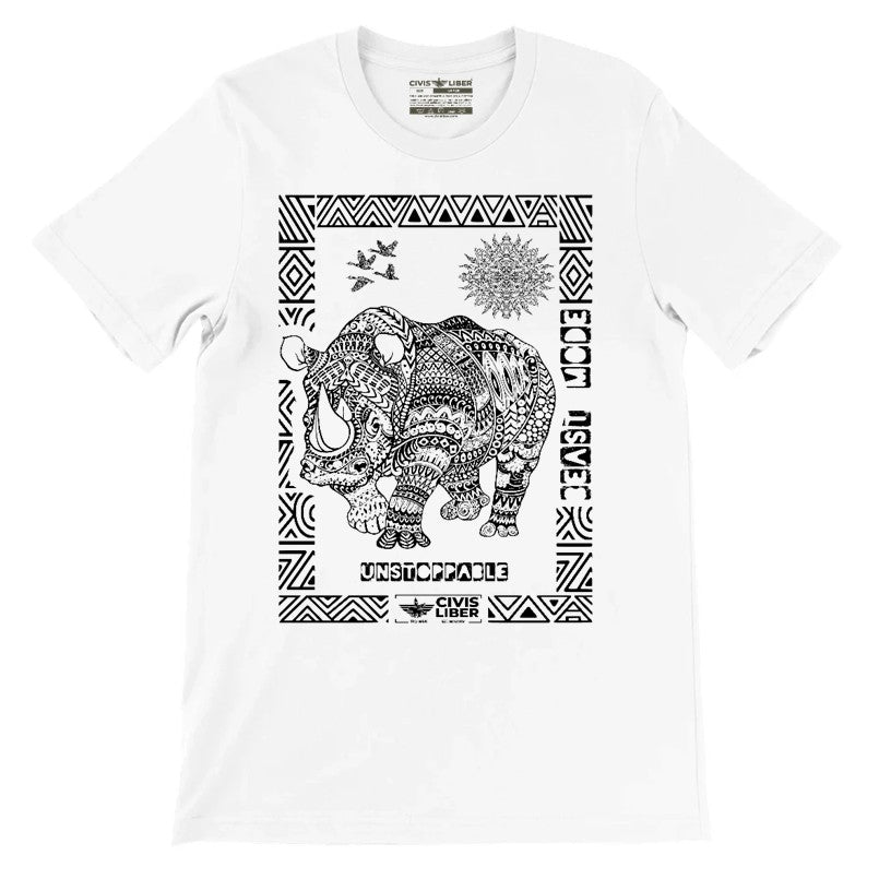 Rhino Premium Ethnic Short Sleeve T‑Shirt – African Safari Wildlife Series