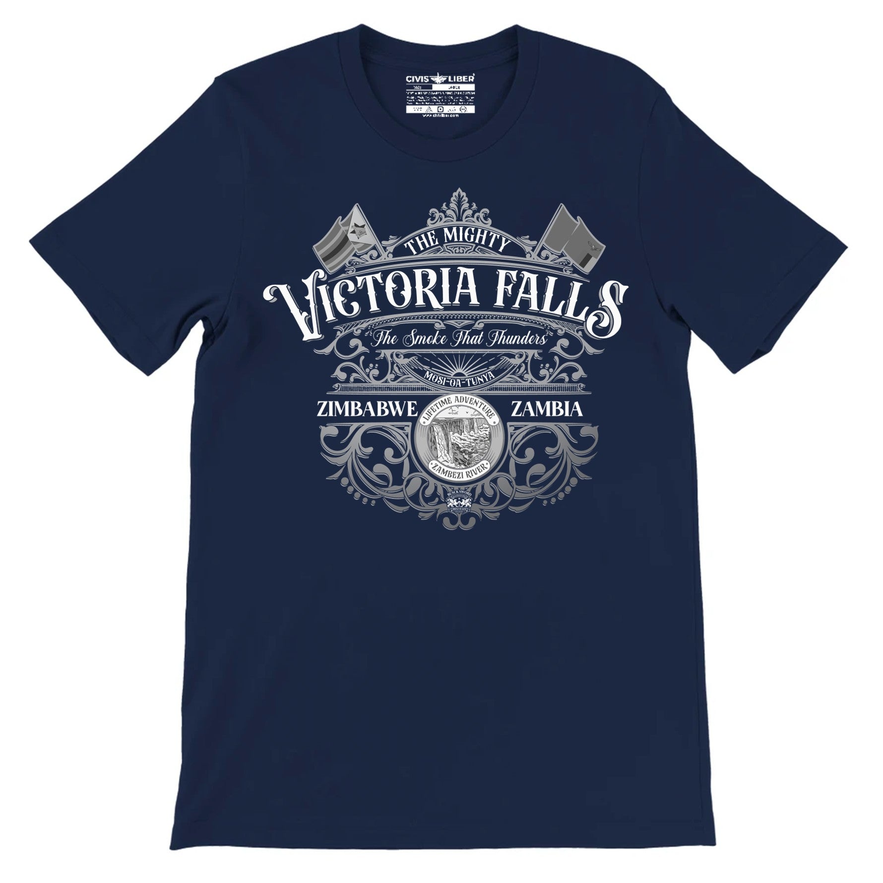 Victoria Falls Zimbabwe Zambia Short Sleeve T-Shirt – Vintage Tattoo Label