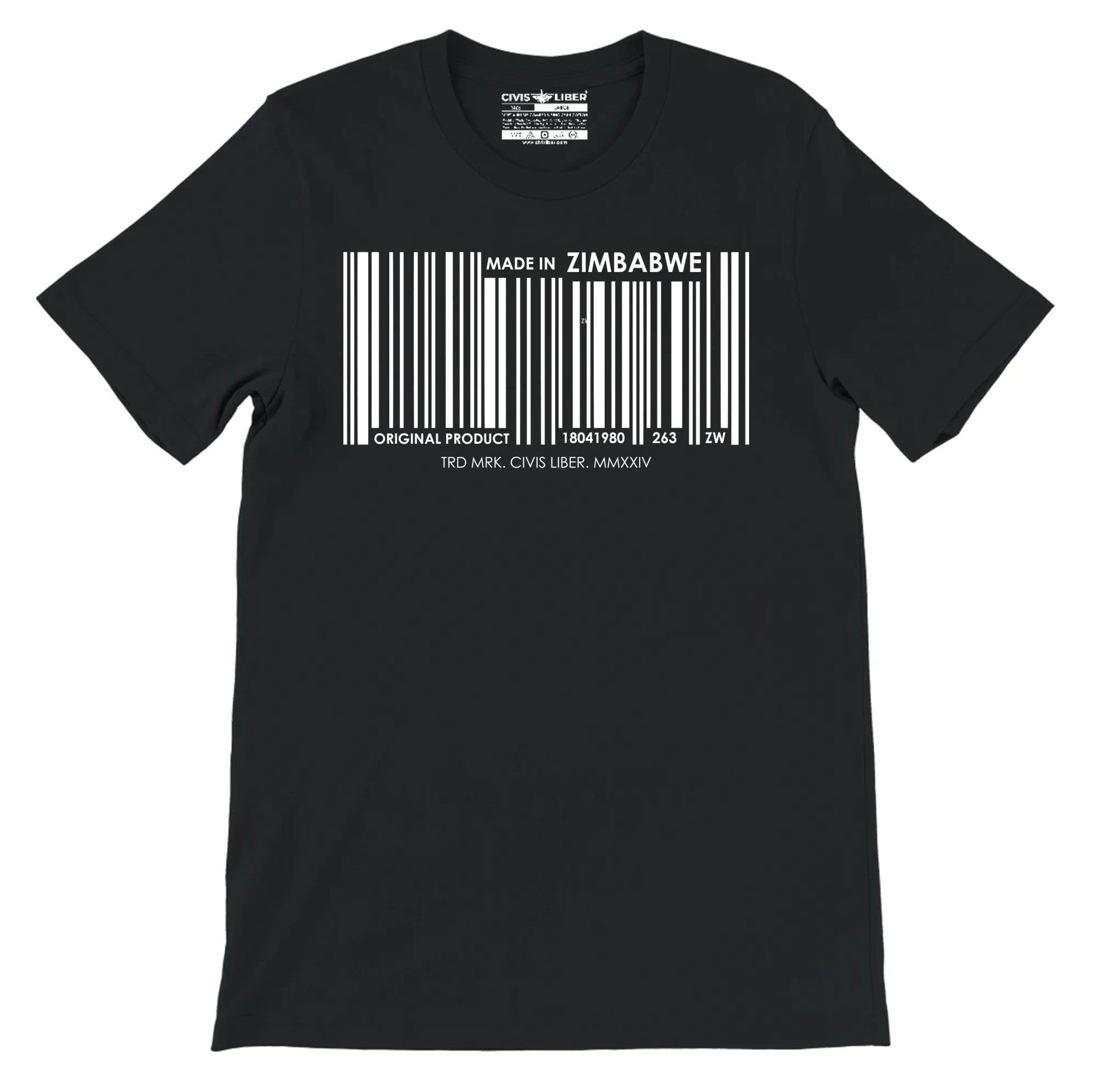 Made in Zimbabwe Monochrome Barcode Premium Short Sleeve T-Shirt