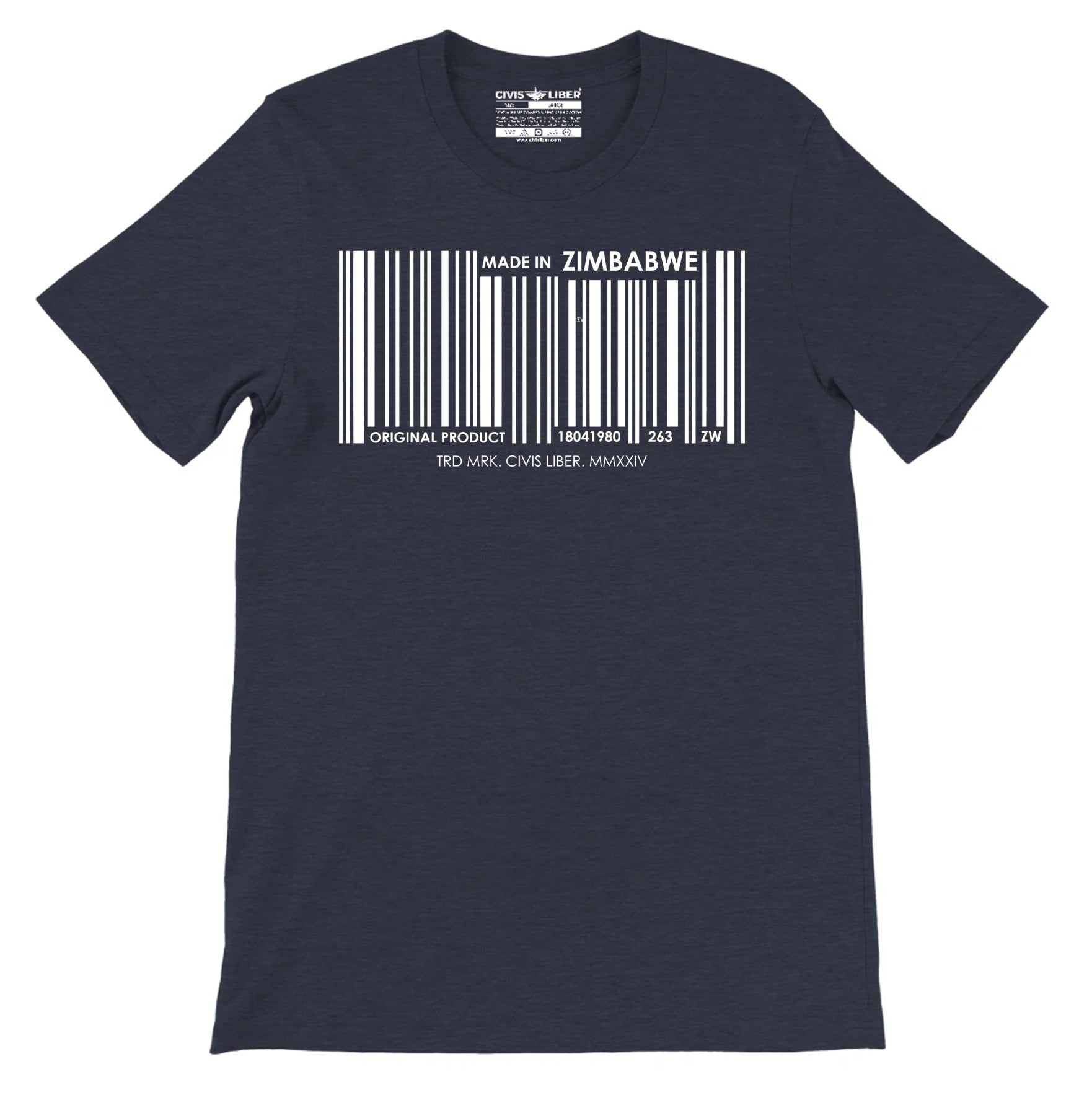 Made in Zimbabwe Monochrome Barcode Premium Short Sleeve T-Shirt
