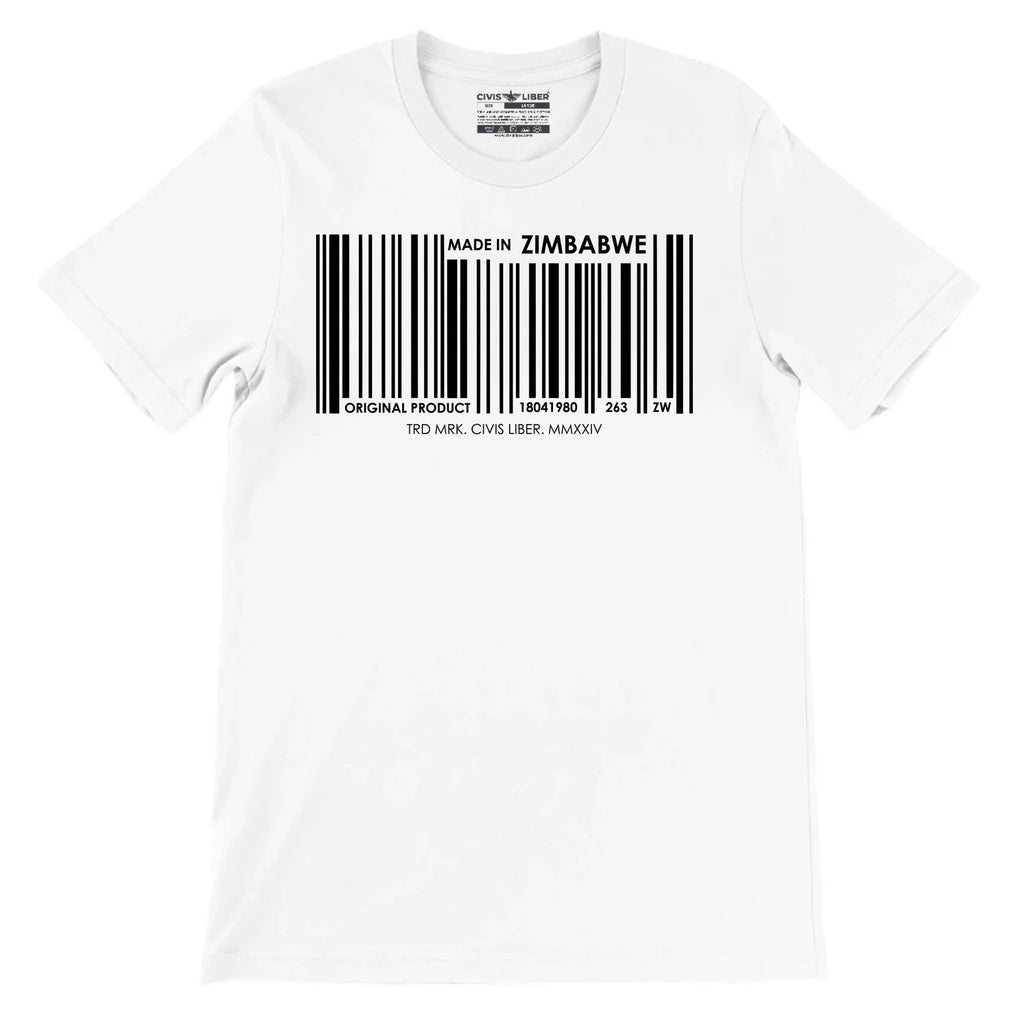 Made in Zimbabwe Monochrome Barcode Premium Short Sleeve T-Shirt
