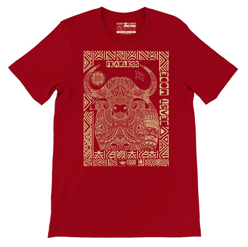 Cape Buffalo Premium Short Sleeve Tee-Gold Label-African Ethnic Safari Series
