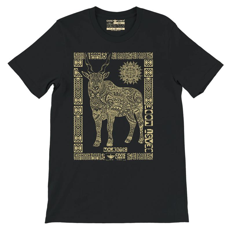 Eland Ethnic Short Sleeve Premium T‑Shirt – African Safari Wildlife Series
