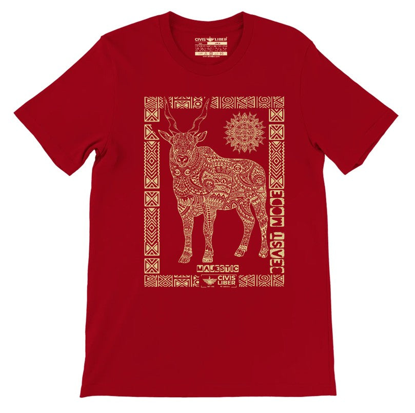 Eland Ethnic Short Sleeve Premium T‑Shirt – African Safari Wildlife Series