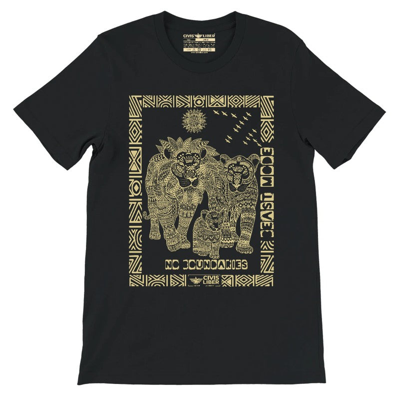 African Lion Premium Short Sleeve Ethnic T‑Shirt - African Wildlife Safari Series