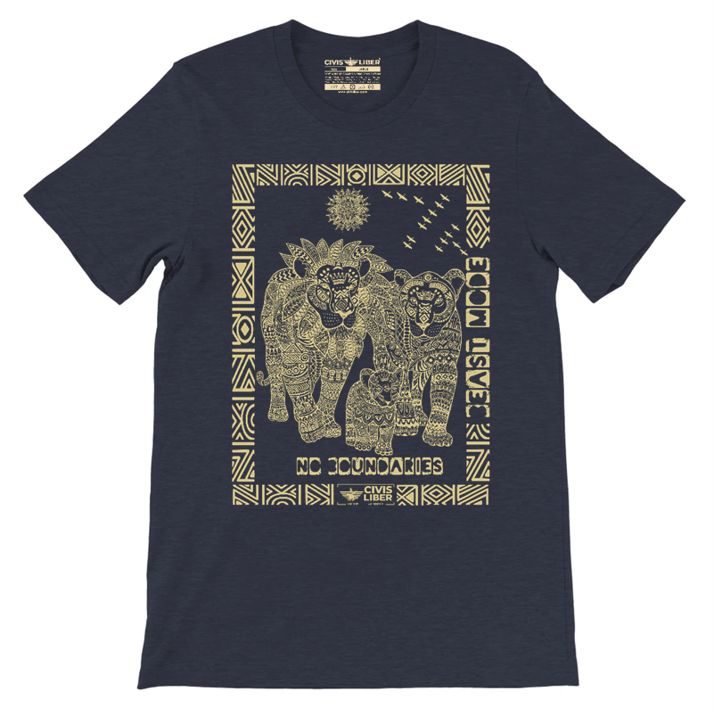 African Lion Premium Short Sleeve Ethnic T‑Shirt - African Wildlife Safari Series