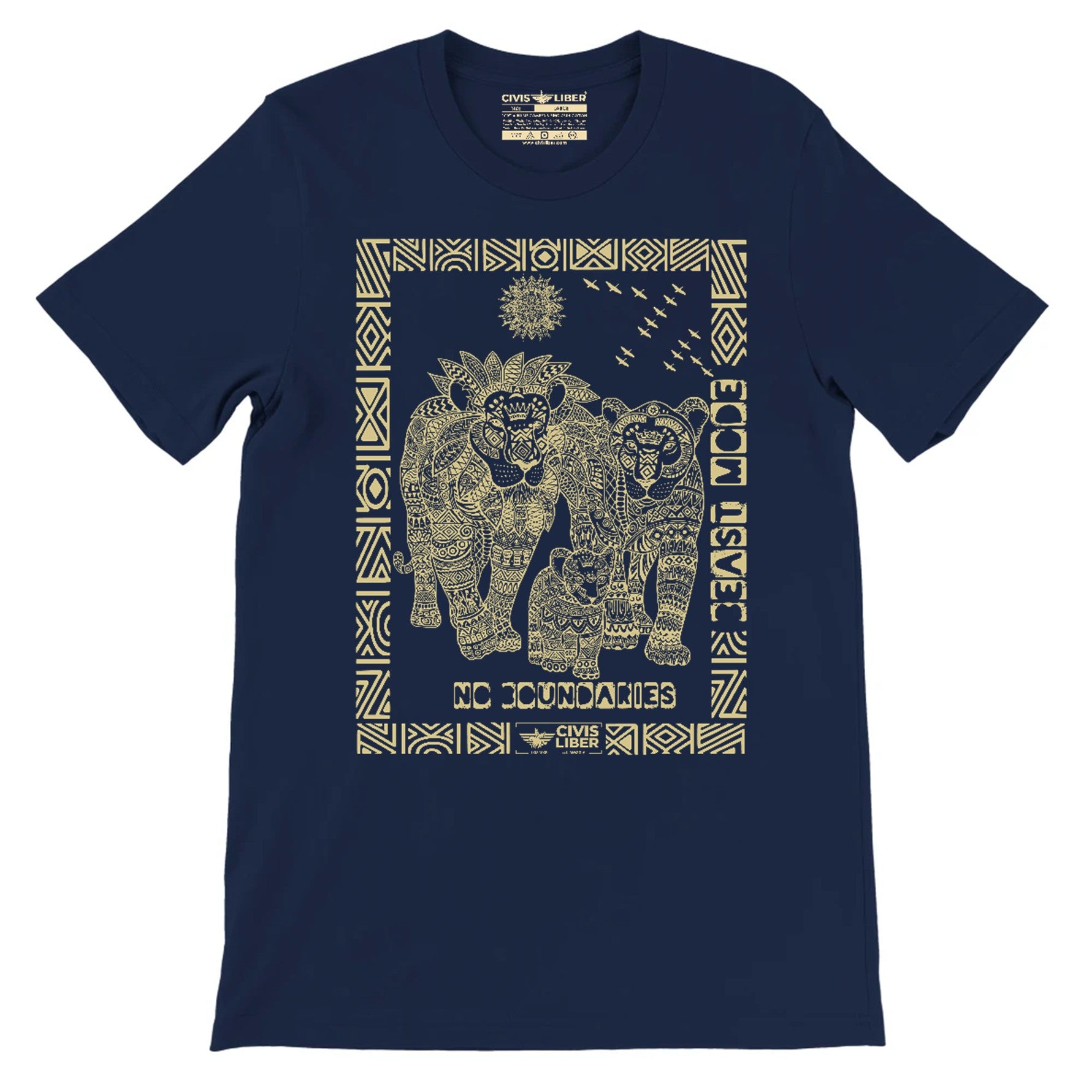 African Lion Premium Short Sleeve Ethnic T‑Shirt - African Wildlife Safari Series