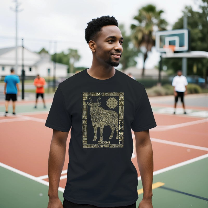 Eland Ethnic Short Sleeve Premium T‑Shirt – African Safari Wildlife Series
