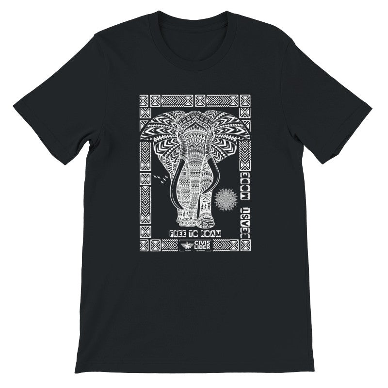 African Elephant Premium Short Sleeve Ethnic T‑Shirt-White Label