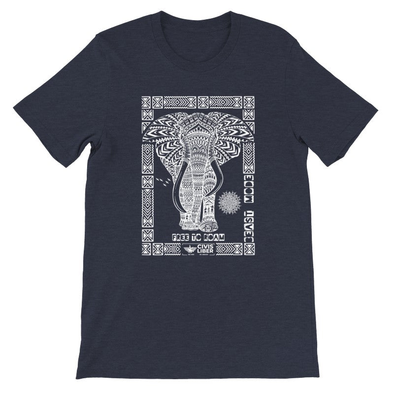 African Elephant Premium Short Sleeve Ethnic T‑Shirt-White Label