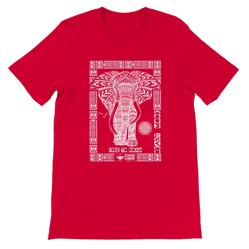 African Elephant Premium Short Sleeve Ethnic T‑Shirt-White Label
