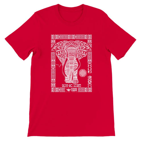 African Elephant Premium Short Sleeve Ethnic T‑Shirt-White Label