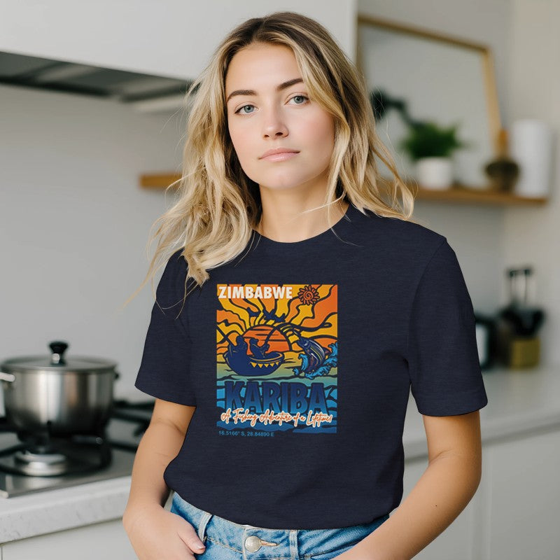Lake Kariba Zimbabwe Tiger Fishing Premium Short Sleeve Graphic T‑Shirt