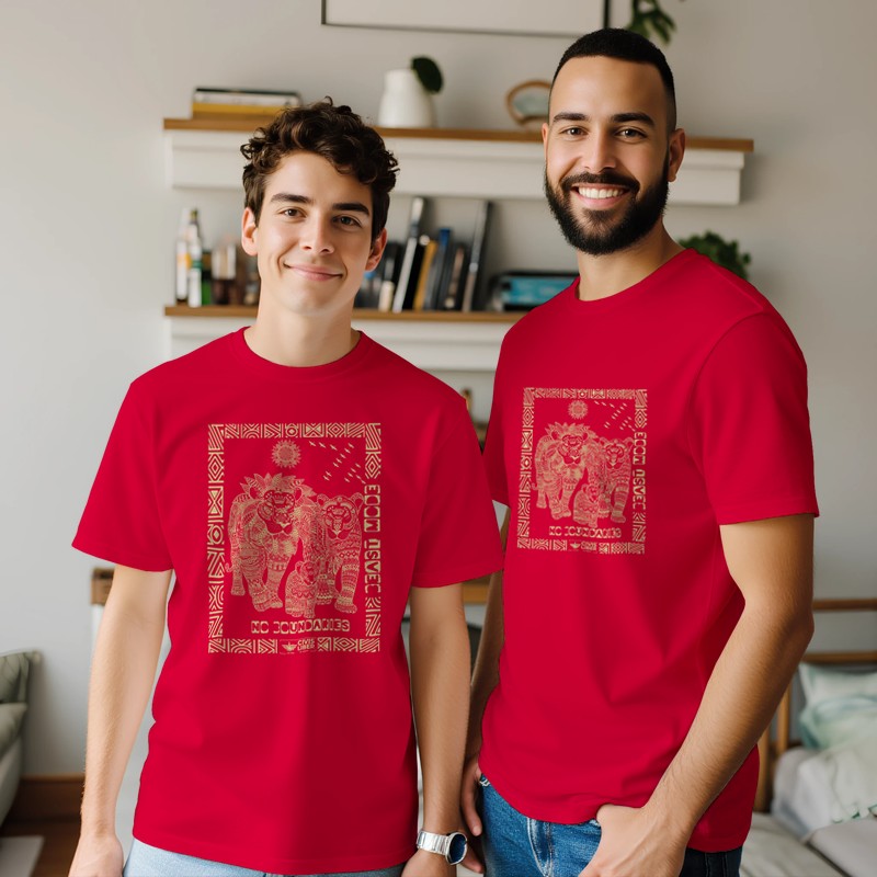 African Lion Premium Short Sleeve Ethnic T‑Shirt - African Wildlife Safari Series