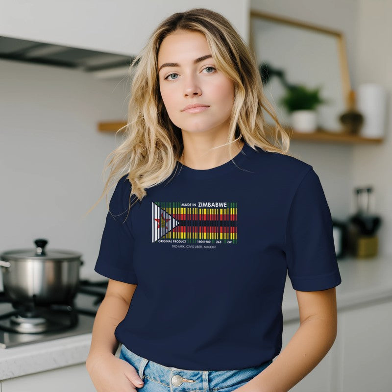 Made in Zimbabwe Flag Barcode Premium Short Sleeve T-Shirt