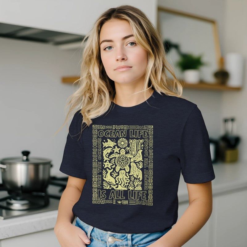 Ocean Life is All Life-Free the Oceans Premium Short Sleeve T‑Shirt