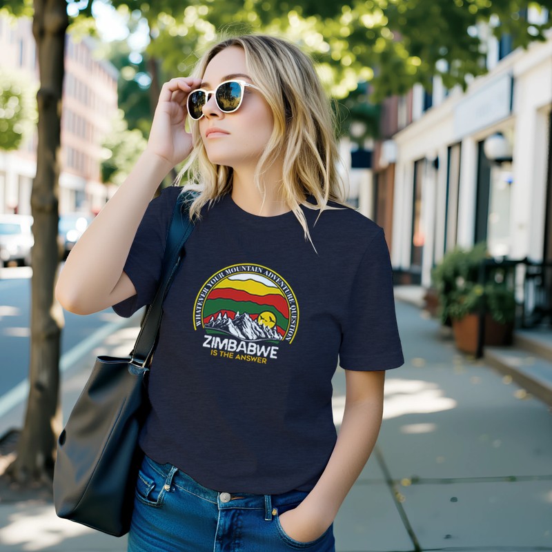 Zimbabwe Outdoor Mountain Adventure Premium Short Sleeve  Graphic T‑Shirt